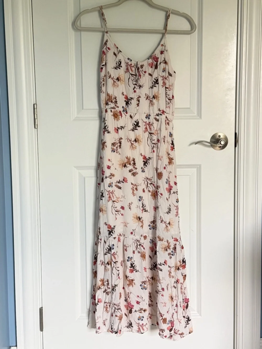 Abercrombie & Fitch Cream Floral Spaghetti-Strap Maxi Dress Small 39557